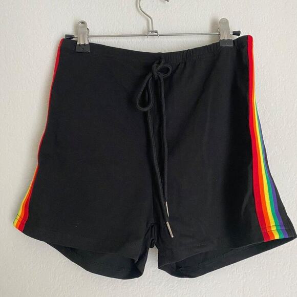 SHEIN sz 4 black rainbow 70s inspired drawstring shorts - Picture 3 of 5